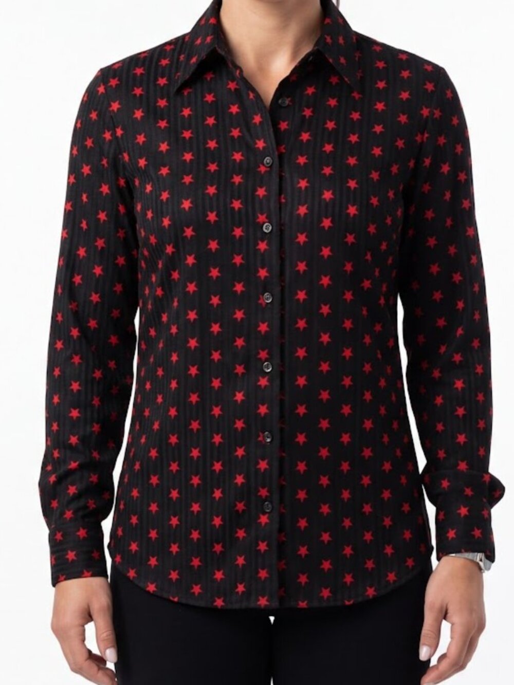 Guess Jeans Star Print Vintage Satin Blouse- Sz. Sm
